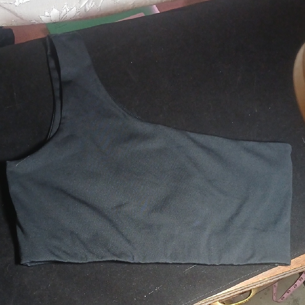 Girlfriend Collective Black One Shoulder Sports Bra